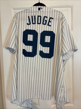Judge #99 Pinstripe Jersey - Navy on White